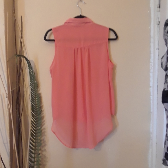 HAVE womens peach chiffon sleeveless button up ruffled top size XL - Picture 2 of 9